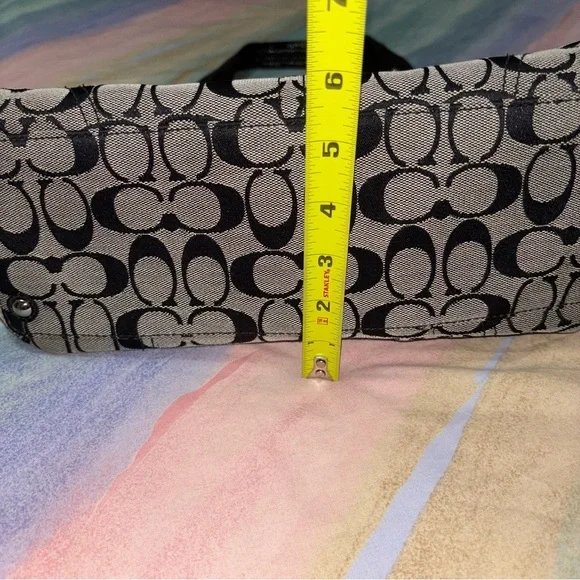 Coach Signature Tote Bag Satchel Shoulder Handbag Grey/Black - Picture 12 of 13